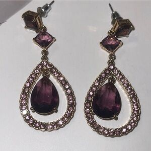 Vintage AVON Vintage Gold & Dark & Light Purple Crystal Earrings EUC